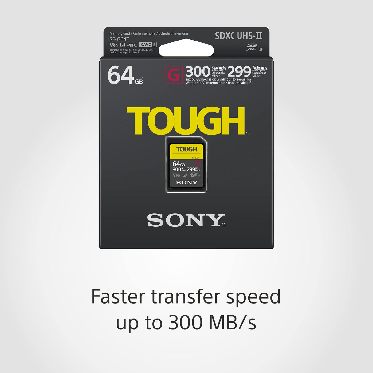 Sony SF-G64T UHS-II SD Tough Tarjeta de Memoria - 64GB Read 300mb/s Write 299mb/s
