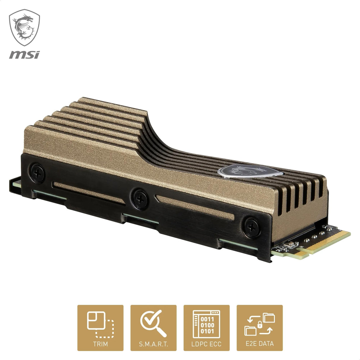 MSI SPATIUM M570 SSD 1TO con Heatsink - Unidad SSD Interna PCIe 5.0 NVMe M.2, Lectura 9500 MB/s, Escritura 8500 MB/s, 3D NAND, Seguridad de Datos integrada, Center - Garantía de 5 años (700 TBW)
