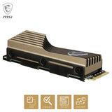 MSI SPATIUM M570 SSD 1TO con Heatsink - Unidad SSD Interna PCIe 5.0 NVMe M.2, Lectura 9500 MB/s, Escritura 8500 MB/s, 3D NAND, Seguridad de Datos integrada, Center - Garantía de 5 años (700 TBW)
