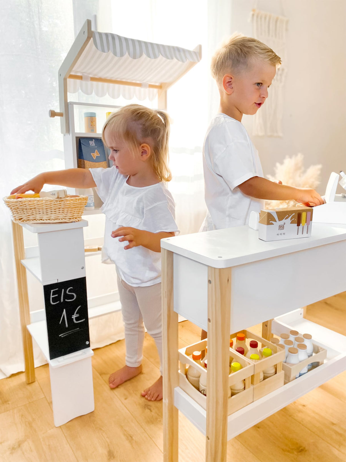 small foot Tienda Fresh Madera, Juego de rol para niños, Tienda Modular a Partir de 3 años, 12328