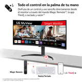 LG 34SR65QC-B - MyView Smart Monitor, 34", Panel VA, (3440x1440), 21:9, 100 Hz, 10ms Clasificación F, ThinQ App y Alexa, Negro