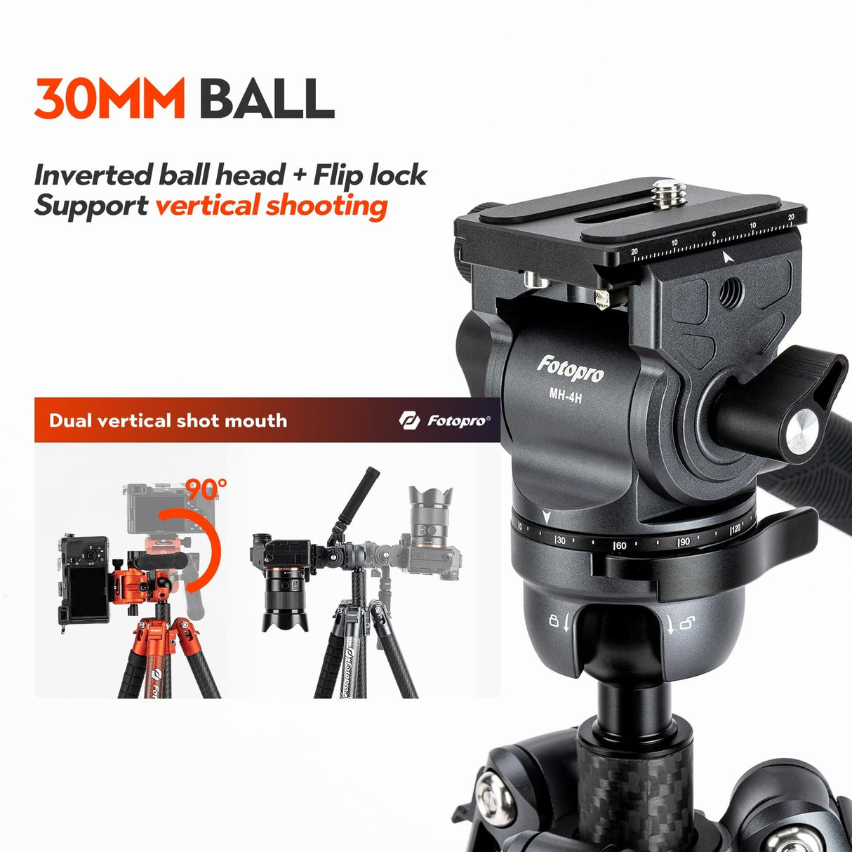 Fotopro X-Airfly - Trípode para cámara de vídeo con cabeza líquida, cabeza de bola panorámica, 1,3 kg, ampliable, portátil, compacto, de fibra de carbono, para cámara réflex digital, 15 kg, color gris