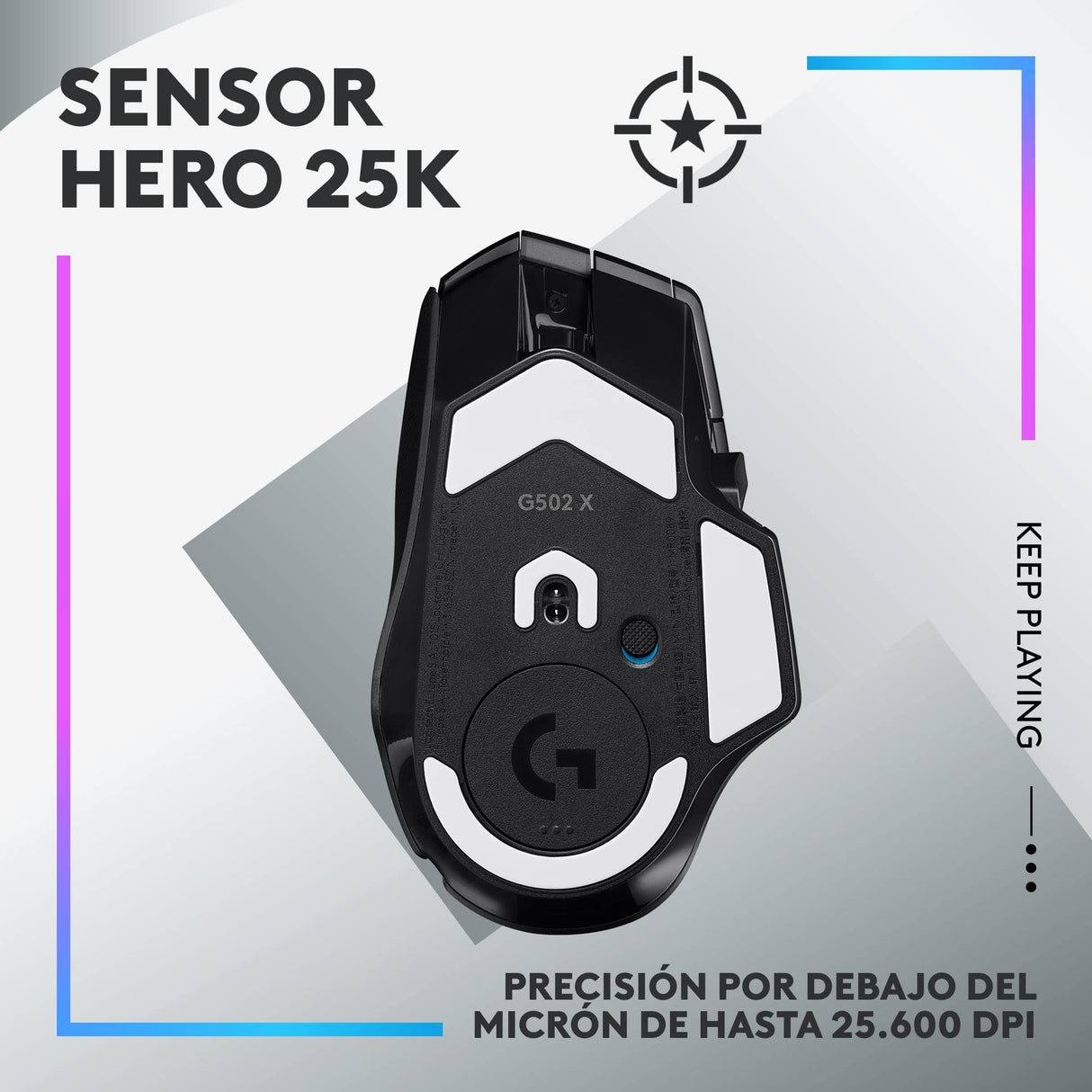Logitech G G502 X PLUS LIGHTSPEED Ratón inalámbrico RGB para Gaming - Ratón óptico con interruptores híbridos LIGHTFORCE, LIGHTSYNC RGB, sensor HERO 25K, compatible con PC - macOS/Windows - Negro