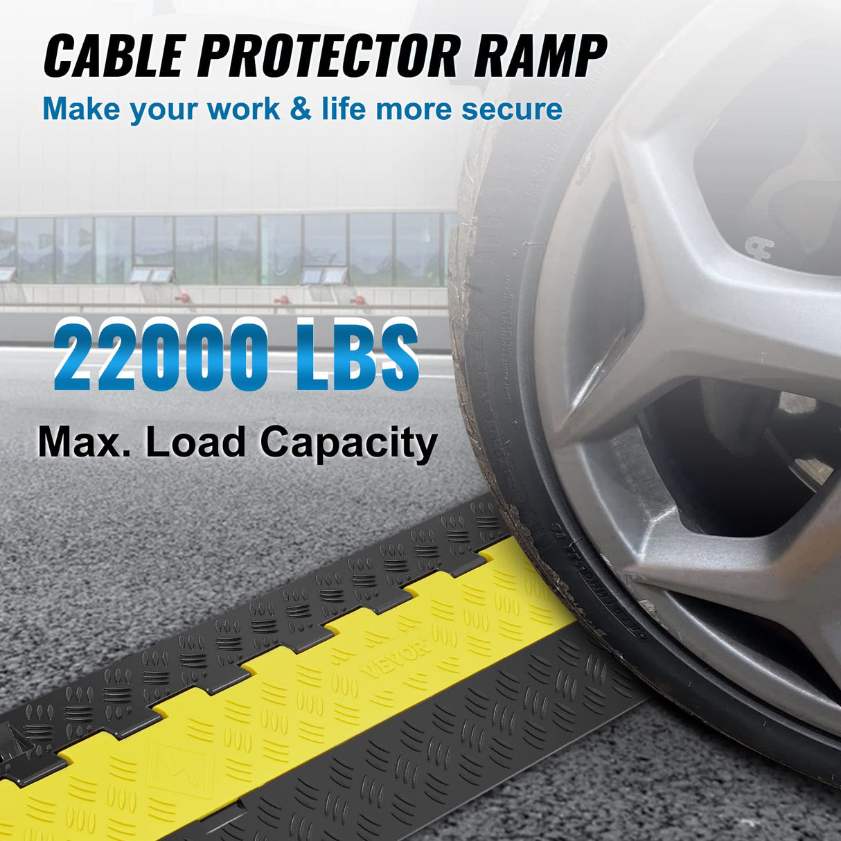 VEVOR Rampa protectora de cables, paquete de 5, 2 canales, capacidad de 22,000 lbs/eje, cubierta de alambre de TPU resistente, rampa protectora de manguera, rampa de entrada, retardador de velocidad d