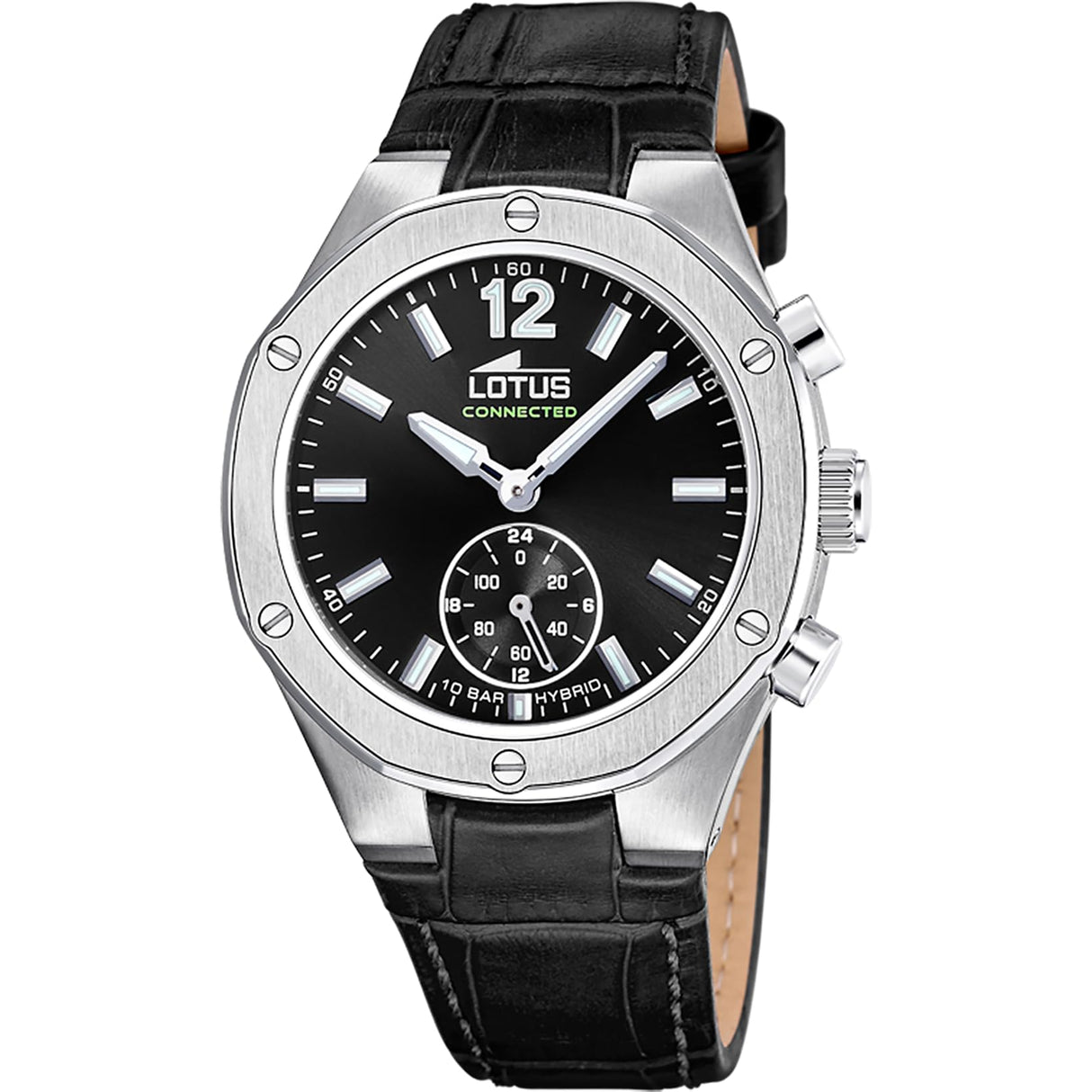Lotus Reloj Mujer 18972/6 Connected Caja de Acero Inoxidable 316l Plateado Correa de Piel Negro