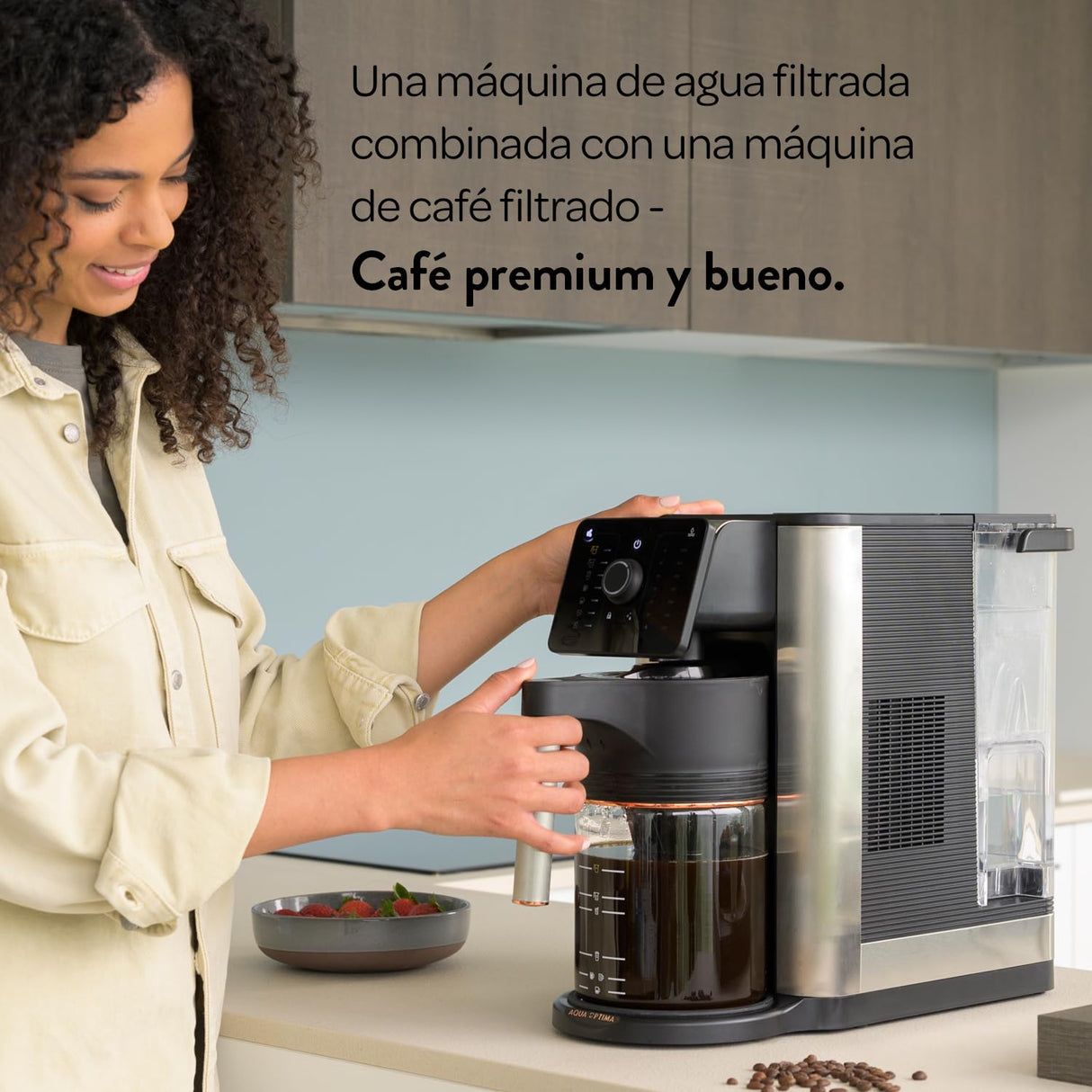 Aqua Optima Máquina de café por goteo Aurora con agua filtrada y dispensador instantáneo. Incluye filtro Evolve+ de 30 días. Ahorro de energía, ajuste de temperatura y cantidad de agua. Plug & Go.