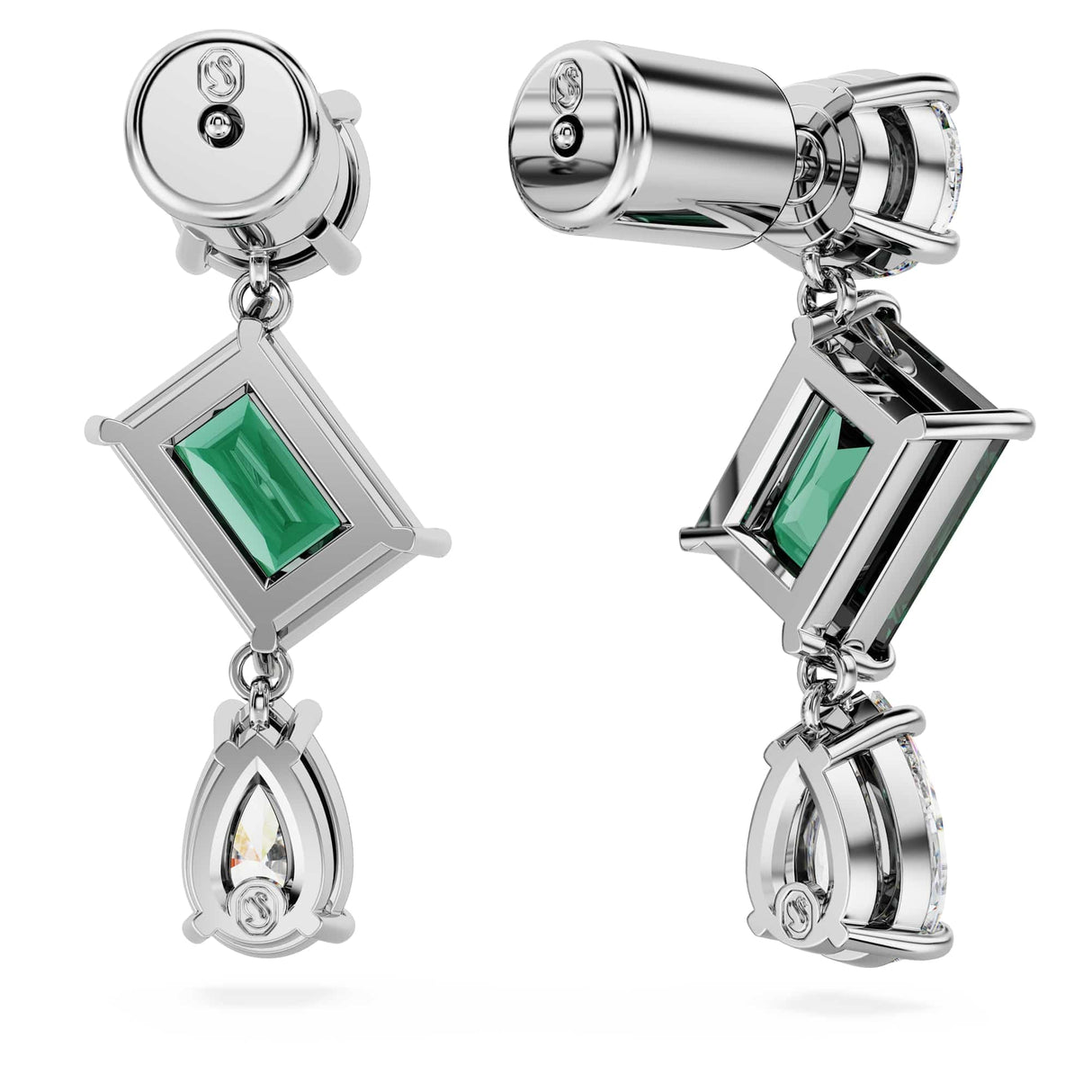 Swarovski Pendientes Mesmera, Tallas mixtas, Verdes, Baño de rodio