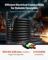 VEVOR SOOW - Cable de alimentación (10 AWG 3 conductores, extensión eléctrica resistente, 600 V, longitud 30,48 m, funda de goma CPE, conductor de alambre fino cobre, cable eléctrico para necesidades