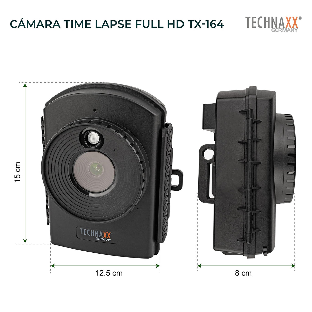 Technaxx Cámara para grabación en cámara Lenta con micrófono Incorporado Altavoz y Capacidad de grabación en Modo FullHD alimentación de la batería Varios Modos de Funcionamiento ТХ-164