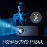 OVERMAX Proyector Multipic 3.5 Full HD LED proyector WiFi Proyector Home Cinema Proyector Incorporado Youtube Altavoz con subwoofer HDMI USB D-Sub Mando a Distancia tamaño Compacto