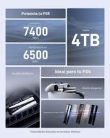 Lexar Play 2280 4TB SSD con disipador de Calor, PCle Gen 4x4 NVMe, PS5, Velocidad de hasta 7400 MB/s, Unidad de Estado sólido Interna de Alto Rendimiento, Compatible con PlayStation 5