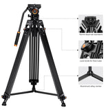 K&F CONCEPT Trípode de Video,184cm con 360° Cabezal Fluido, Trípode Profesional de Aluminio con Placa de Liberación Rápida para DSLR,Videocámara,Cámaras, Carga Máxima 8KG