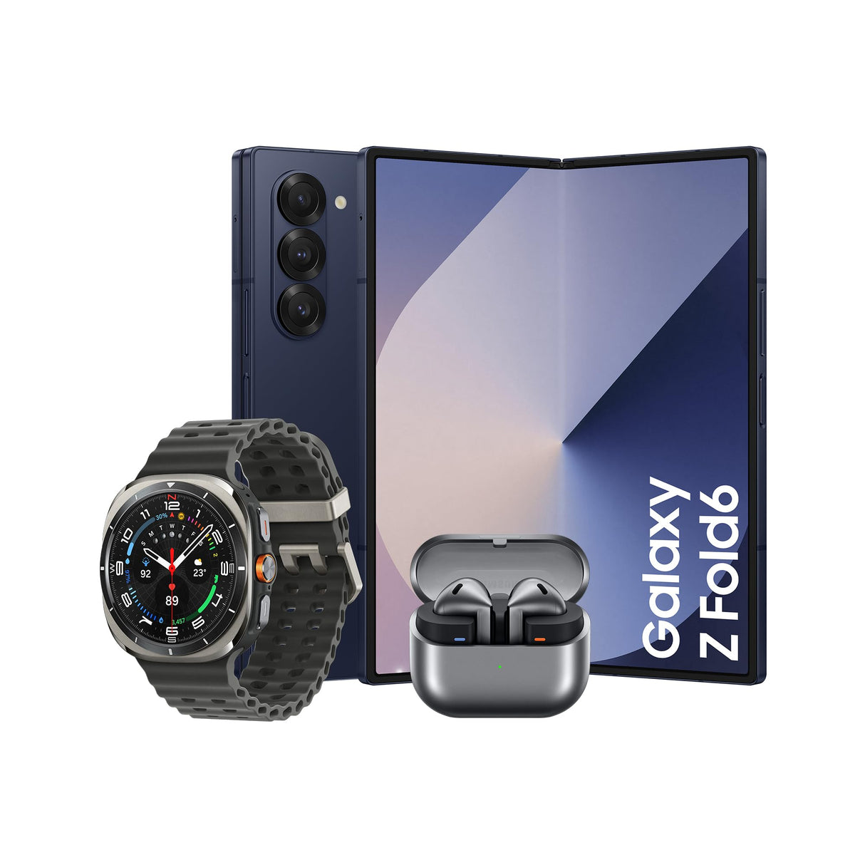 Samsung Galaxy Z Fold6 256 GB Azul Oscuro + Galaxy Watch7 44mm BT Verde + Galaxy Buds3 Gris