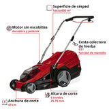 Einhell Cortacésped inalámbrico GE-CM 36/43 Li M-Solo (Ion de Litio, 36 V, hasta 600 m², Ancho de Corte de 43 cm, Ajuste de Altura de Corte Central de 6 Niveles).
