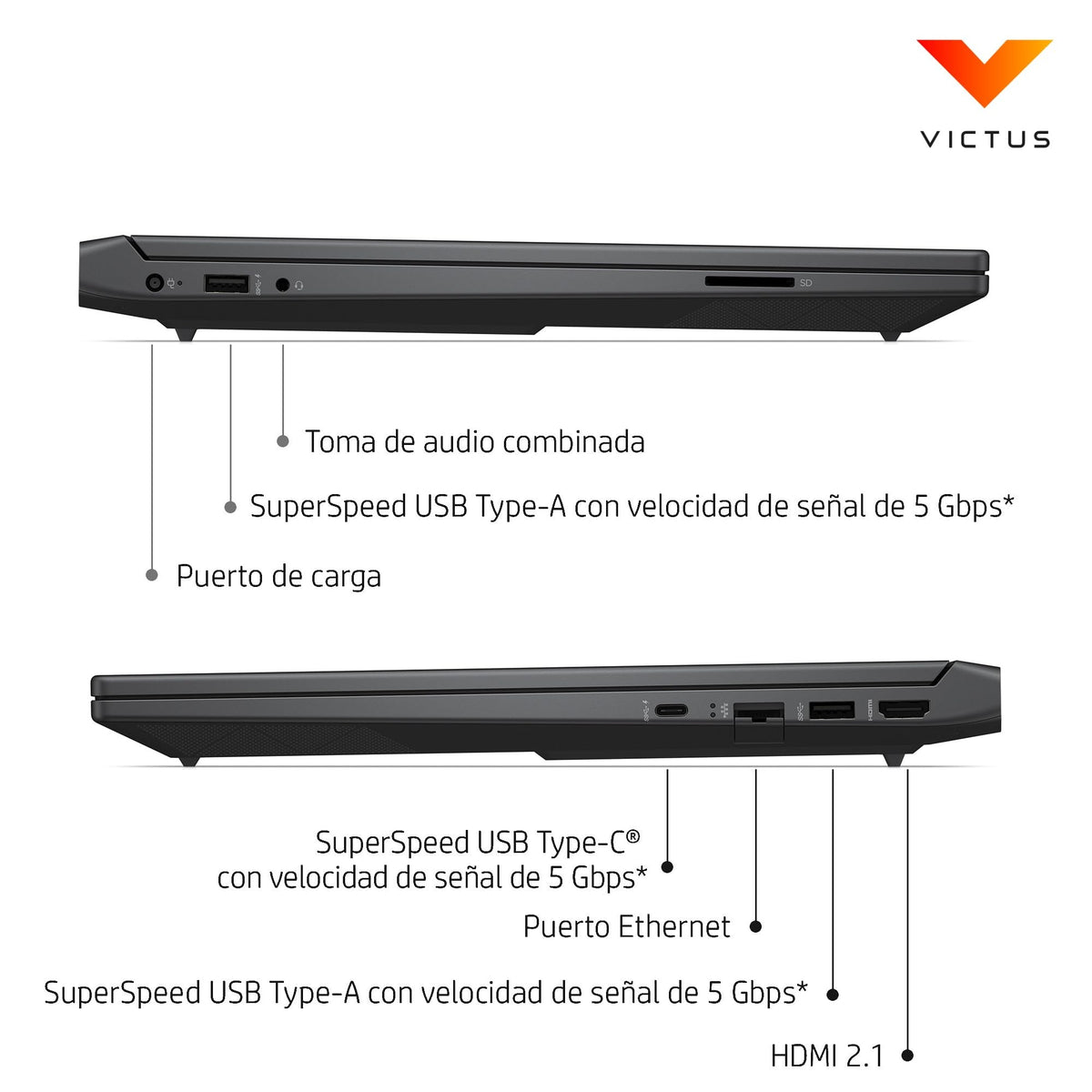 HP Victus 15-fa2003ns - Ordenador portátil Gaming de 15.6" FHD (Intel Core i7-13620H, 16GB RAM, 512GB SSD, NVIDIA GeForce RTX 3050, FreeDOS) Black- Teclado QWERTY Español