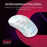 Xtrfy M4 Wireless, Ratón Gaming Inalámbrico Ultraligero, Optimizado para eSports, Radiofrecuencia 2,4 GHz, Iluminación RGB, Ratón Ergonómico Ajustable para Diestros, Recargable, Weiß