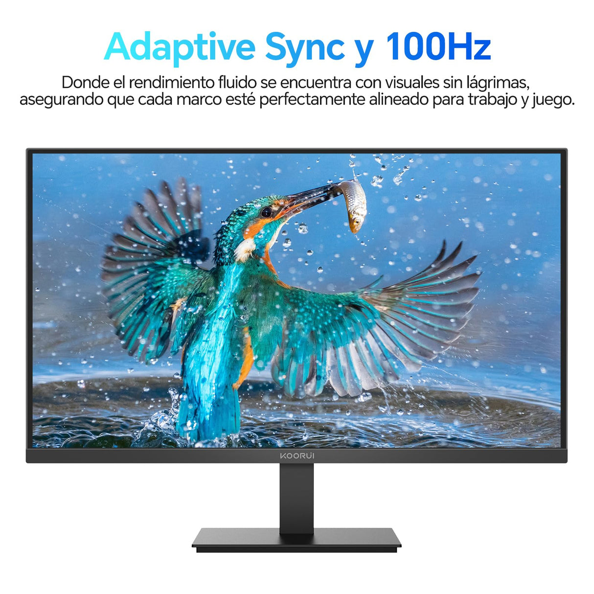 KOORUI E2212F Monitor 22 Pulgadas, Full HD VA 100Hz, 1920x1080, 3000:1, 5ms, 99% SRGB, 72% NTSC, HDMI 1.4, VGA, Eye Care, Adaptive Sync, VESA, Inclinable, Pantalla Ultra Fina y Ligera