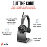 Auricular inalámbrico y soporte de carga Poly Voyager 4310 UC - Auricular Bluetooth monoaural con micrófono de brazo con cancelación de ruido - Conéctalo a PC/Mac/dispositivo móvil