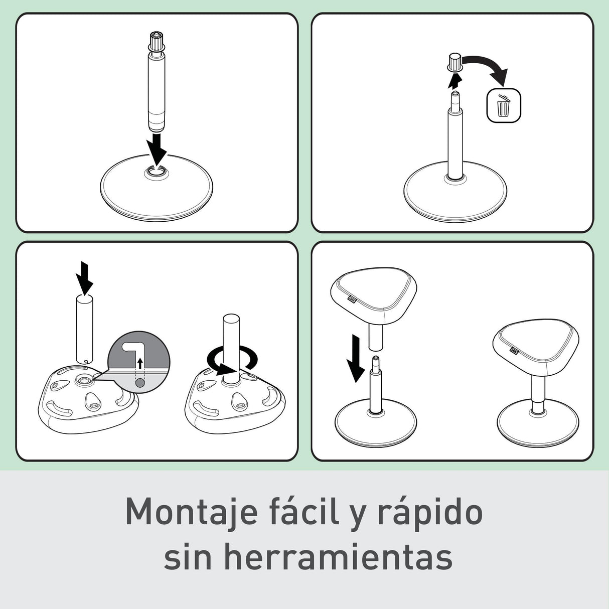 Leitz Ergo Taburete Ergonómico con Acolchado Doble, Altura Ajustable 47 a 64cm para Trabajo Sentado, Cubierta Fabricada con un 100% de Material Reciclado Post-Consumo, Gama Ergo, Gris Claro, 65440085