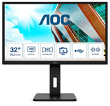 AOC Q32P2 Monitor 32 Pulgadas QHD, 75Hz, IPS, 4 ms GtG, Adaptive Sync., Altura ajustable, Altavoces (2560x1440, 2x HDMI 1.4, 1x DP 1.2, USB-Hub), Negro