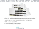 Cisco Switch Inteligente Cisco Business CBS220-48FP-4X | 48 Puertos GE | PoE Completo | 4 SFP+ de 10 G | 3 años de garantía Limitada de Hardware (CBS220-48FP-4X-EU)