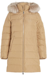 Tommy Hilfiger Abrigo de Plumas Mujer Heritage Down Tyra Coat With Fur con Bolsillos, Verde (Classic Khaki), L