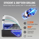 VEVOR Máquina de Rodillos para Perros Calientes de 56,2 x 47,5 x 44,2 cm con una Parrilla de Acero Inoxidable de Calidad Comercial, 50 °C-250 °C, 2,2 kW, para Puestos de Comida, Fiestas y Barbacoas