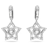Swarovski Pendientes de Aro Stella para Mujer, con Baño de Rodio, Cristales Blancos, Colección Stella de Swarovski
