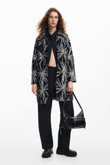 Desigual Abrigo para Mujer Woman Woven Overcoat, Negro, XL