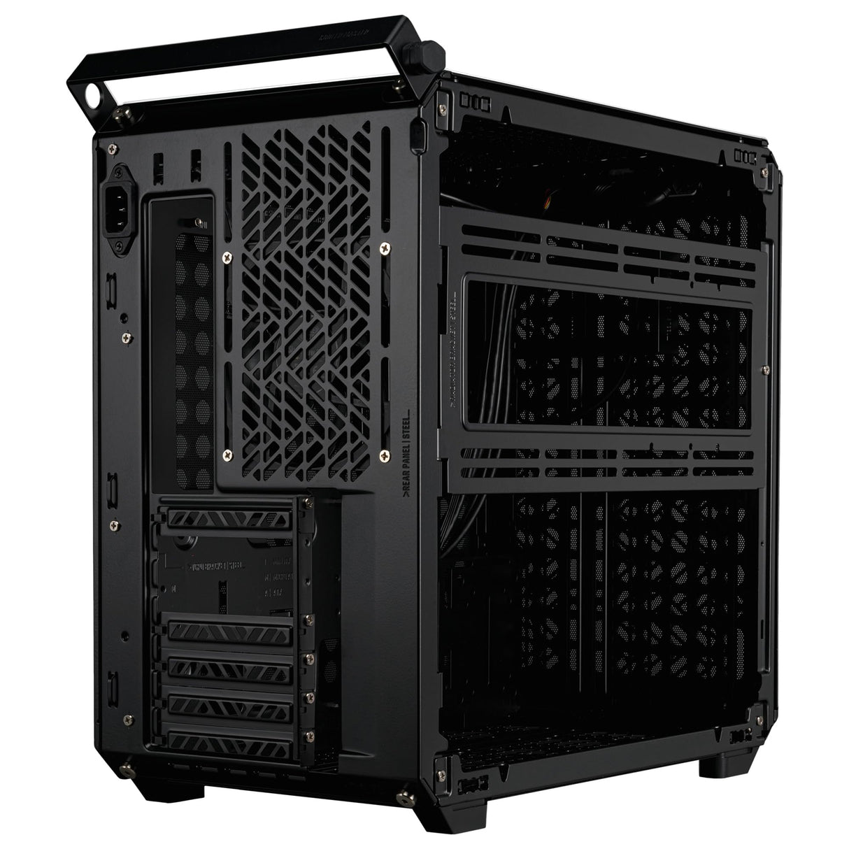Cooler Master Qube 500 Flatpack – Caja PC ATX Media Torre, Totalmente Modular, 1 Ventilador SF 120mm Negro Preinstalado, Montaje GPU Vertical, Admite Placa Base EATX y Radiadores Duales 280mm, Negro
