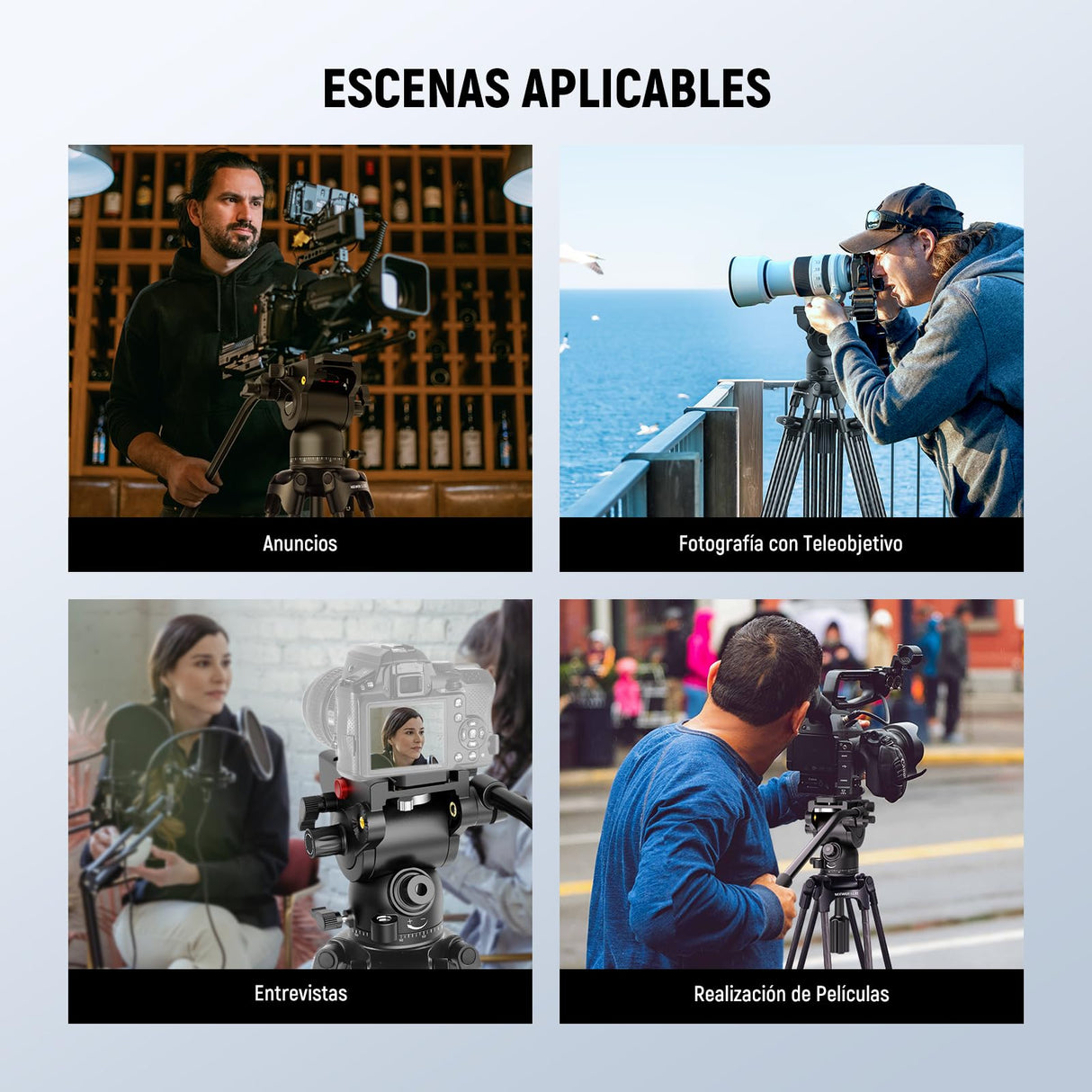 NEEWER LL34 - Trípode de vídeo para cámara de 78 pulgadas, cierre rápido con cabezal de líquido amortiguador, robusto trípode de fibra de carbono con placa QR de modo dual compatible con DJI