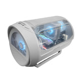 Mars Gaming MC- CYLON, Caja Gaming MicroATX, Diseño Cilíndrico de Turbina, Panel Cristal Templado y Ventana Superior Curvada Panorámica, Ventilador Frontal RGB 200mm + Ventilador Trasero 120mm, Blanco