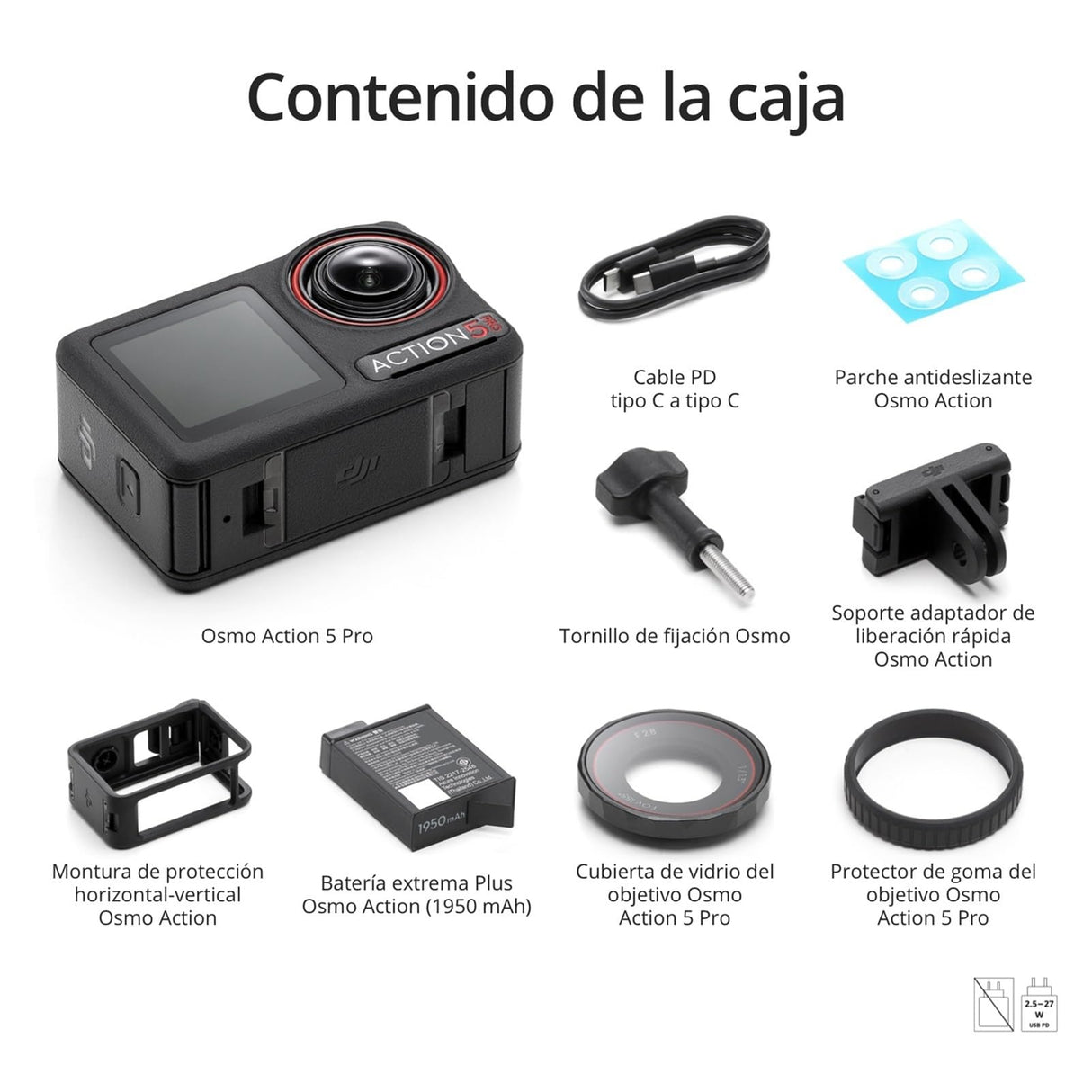 DJI Osmo Action 5 Pro Pack Esencial: cámara Deportiva, Sensor 1/1.3", vídeo 4K/120 fps, Seguimiento de Objetivos, estabilización, 2 Pantallas táctiles OLED, cámara de acción 4K para Deportes y Vlogs