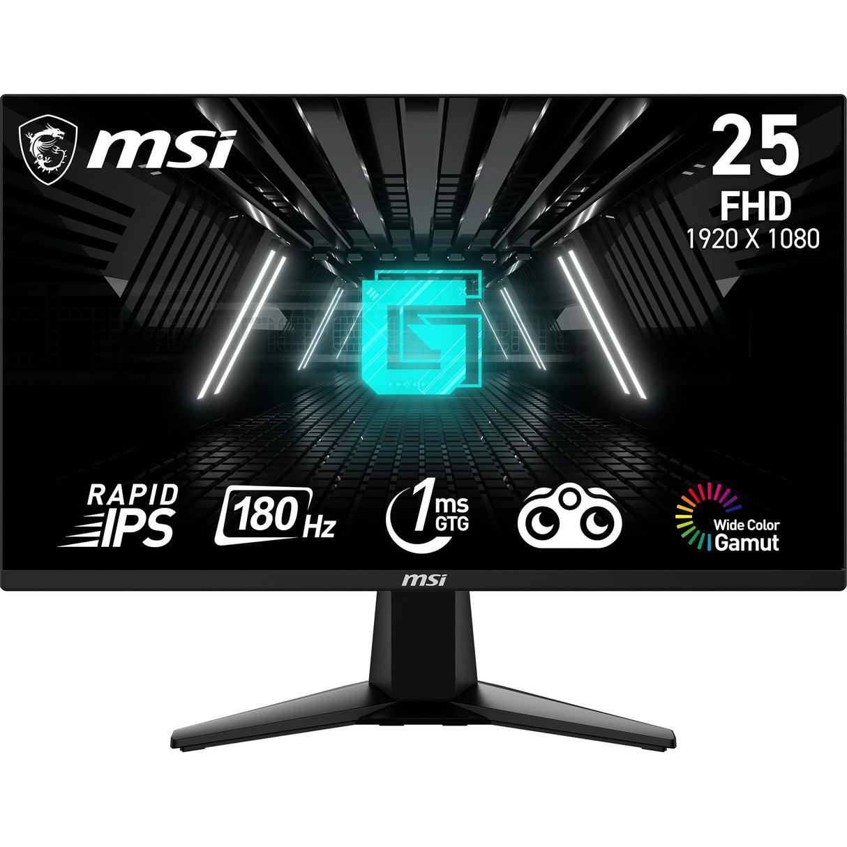 MSI G255F - Monitor Gaming de 24.5", FHD (1920x1080), 180 Hz / 1ms, Adaptive-Sync, Display Port 1.2a, HDMI 2.0b, Negro