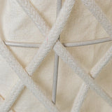Set de 3 cestos de Cuerda de Papel con Tela de algodón Poliester Blanco ø43x51+ø38x45+ø33x39 cm