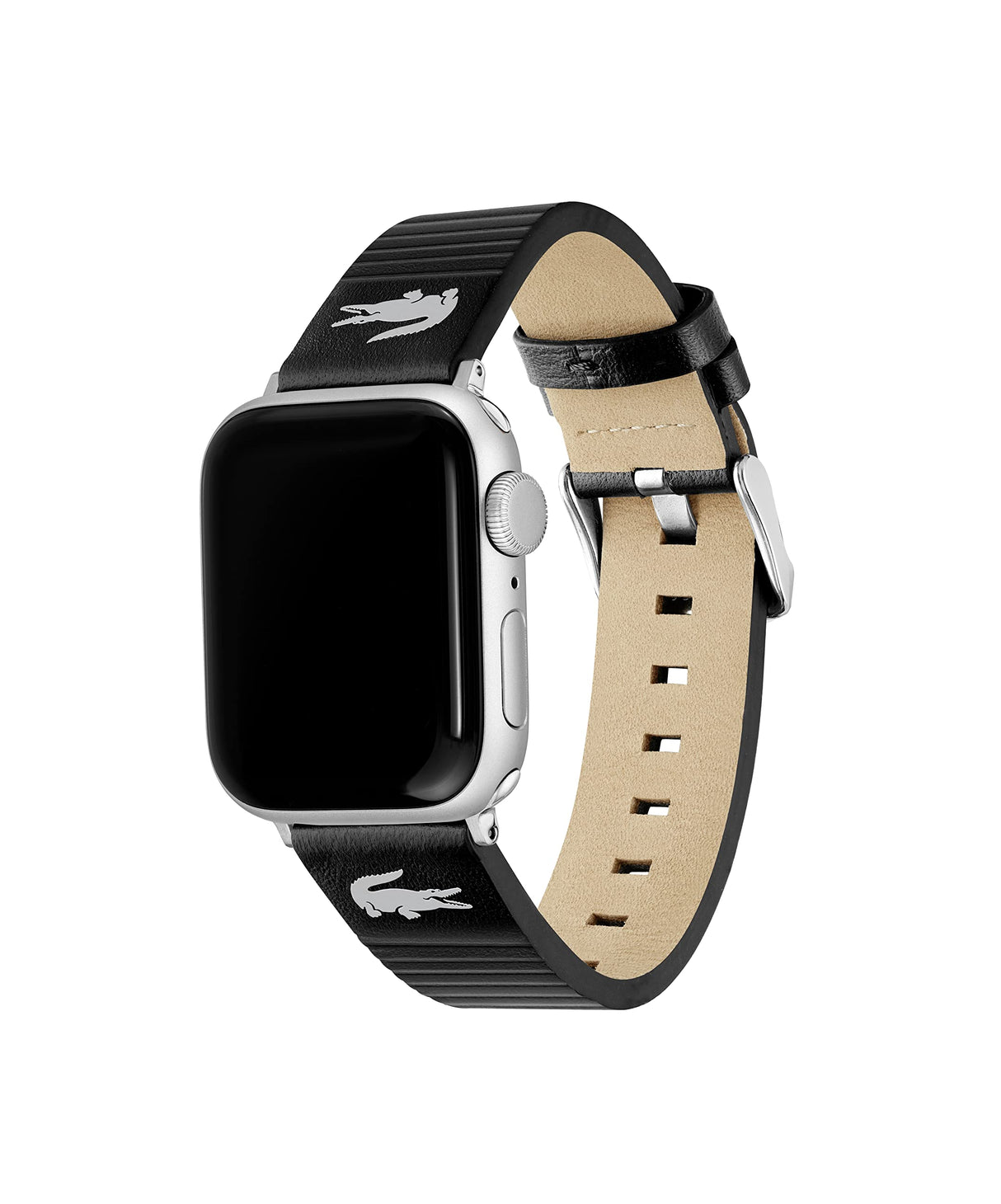 Lacoste Correa Apple Watch para Hombre y Mujer en Cuero Negro con Detalles en Relieve - 2050028