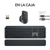 Logitech MX Keys S Combo, Teclado y Ratón Inalámbricos de Calidad con Apoyo, Iluminación, Desplazamiento Rápido, Bluetooth, USB C, para Windows/Linux/Chrome/Mac, Disposición QWERTY Español, Grafito
