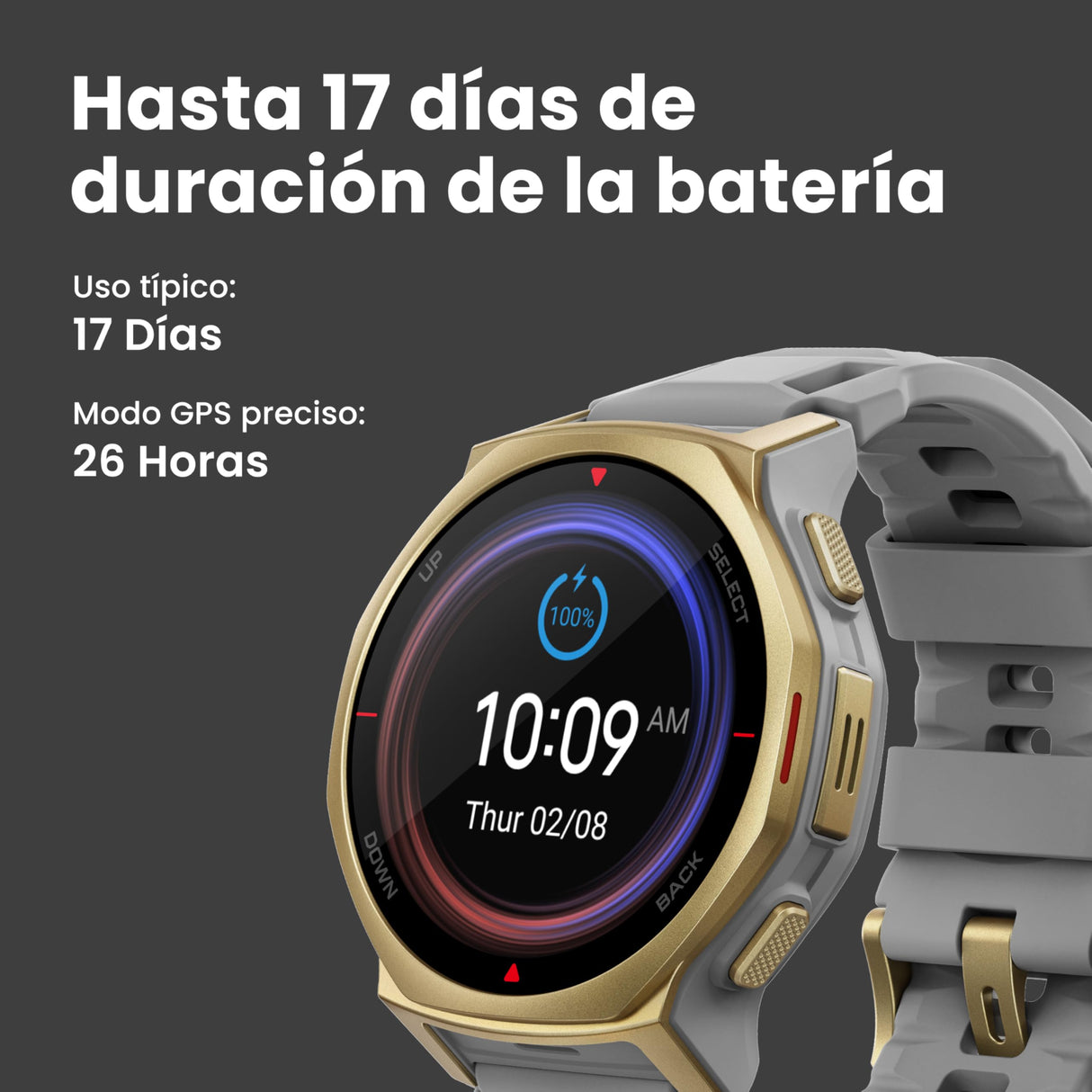 Amazfit T-Rex 3 Pro Reloj Inteligente Outdoor 44mm – Pantalla AMOLED Zafiro, Linterna, Bisel de Titanio, GPS Doble Banda, Mapas Offline, 17 Días Batería, 180+ Modos Deportivos, para Android iPhone