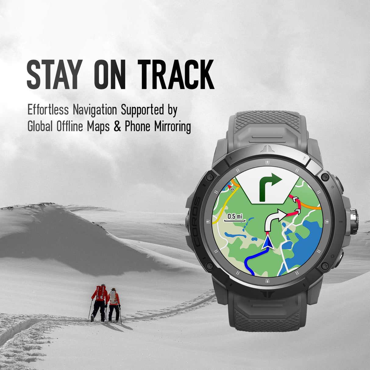 COROS VERTIX 2S Reloj GPS de Aventura, 40 días de autonomía, Navegación GPS con Mapas Globales sin conexión, Planificador de rutas, Pulsómetro, Escalada, Esquí, Carrera, Ciclismo -Negro Espacial