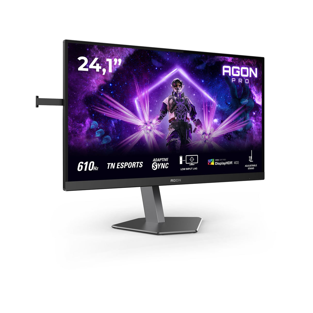 AOC Agon AG246FK6 Monitor 24” FHD, 610Hz, TN Esports, 0.5 ms GtG, HDR400, G-Sync Compat., Altura Ajustable (1920x1080, 2X HDMI 2.1, 1x DP 1.4, USB-Hub) Negro/Gris