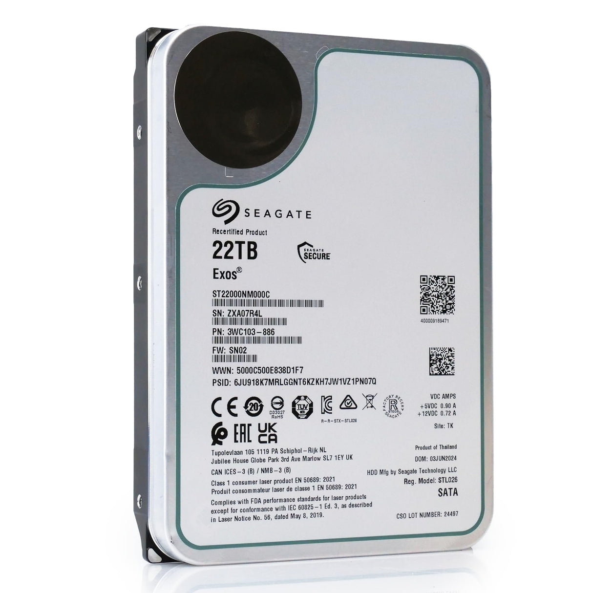 Seagate EXOS X22 22TB SATA SED 3.5 Pulgadas 7200RPM 6GB/S 512E/4K