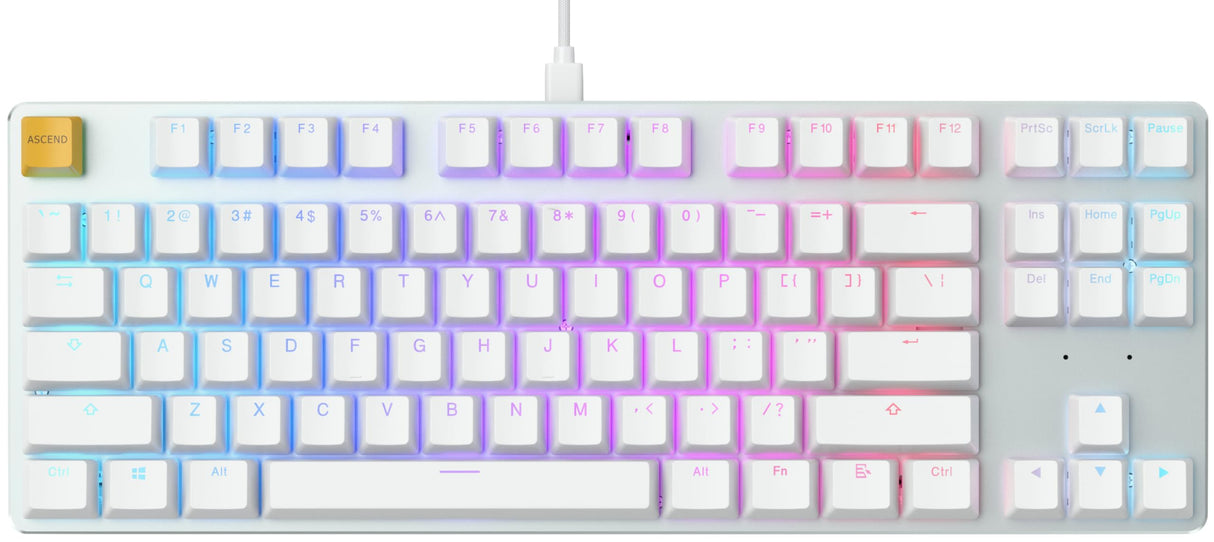 Glorious Gaming GMMK TKL (85%) - Teclado gaming mecánico, switches Gateron Brown (táctiles), keycaps dobles, RGB, hot swap y personalizable, TKL, distribuciones QWERTY estadounidense - Blanco