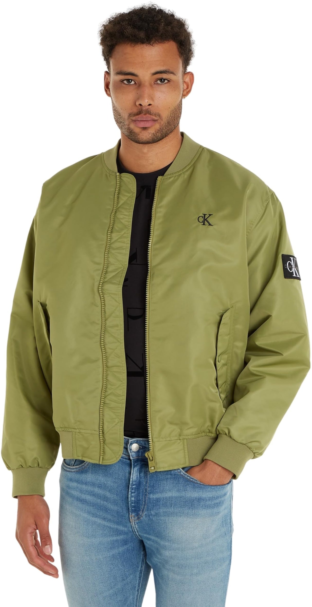Calvin Klein Jeans Bomber Jacket J30J325110 Chaquetas de Tejido, Verde (Dark Juniper), M para Hombre