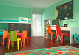 Resol Set Julieta Mesa Infantil y Sillas Mesa y Silla para Niños Muebles Infantiles Mesa Exterior Mesa Exterior jardín - 1 Mesa Lima + 4 Sillas Roja/Rosa/Azul/Naranja