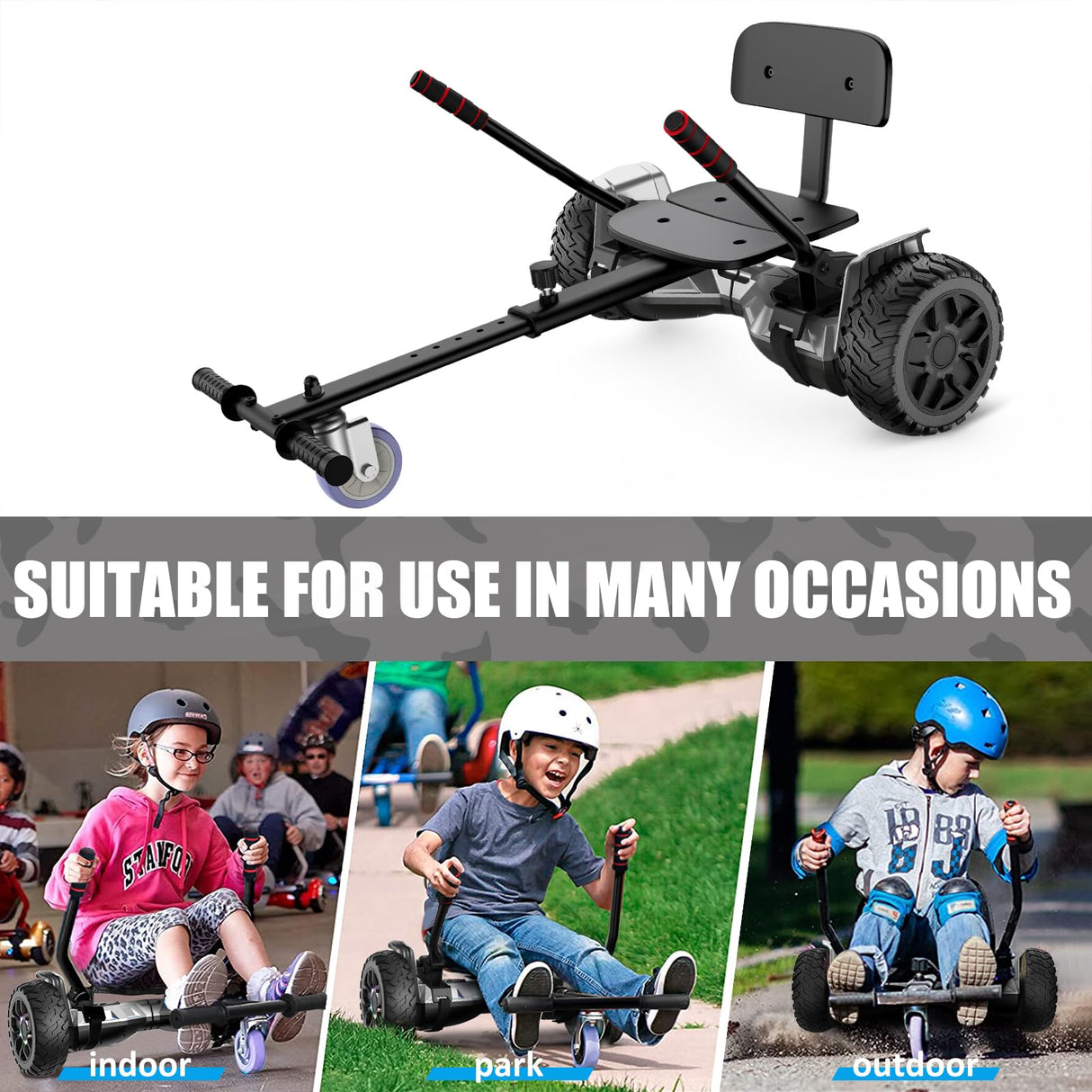 SISIGAD All-terrain Hoverboard 8.5 inches, Hoverboards with Go-Kart, Bluetooth,For Children and Adults