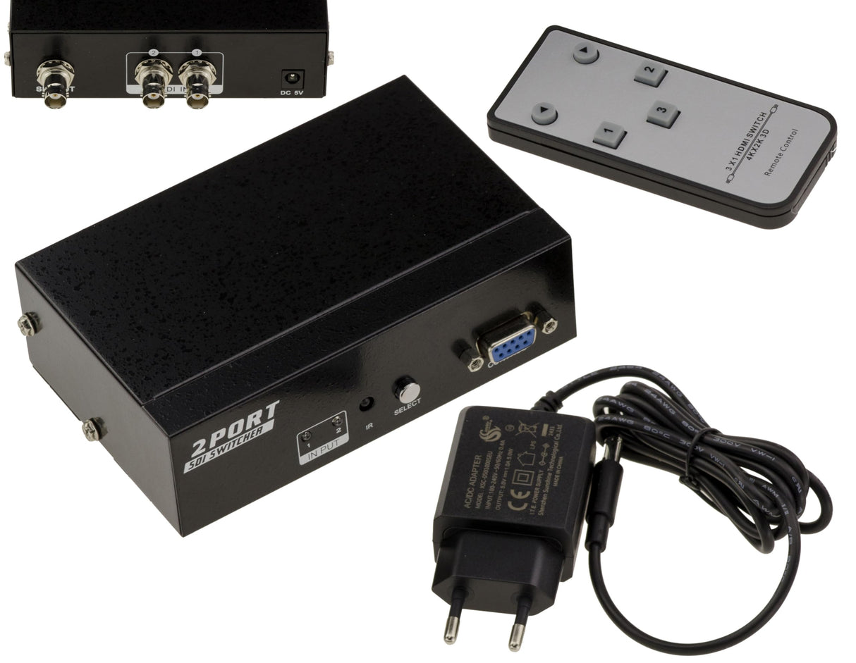 KALEA-INFORMATIQUE Caja de distribución conmutadora SDI de 2 Puertos, 2 entradas BNC SDI a 1 Salida. Compatible con SD-SDI/HD-SDI y 3G-SDI 297MB/s, con Control Remoto y Control por Puerto COM RS232.