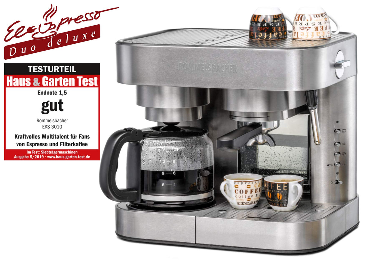 Rommelsbacher EKS 3010 Café/Espresso Centro, 10 Cups, Acero Inoxidable
