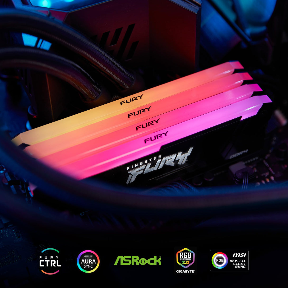 Kingston Fury Beast RGB 32GB 3200MT/s DDR4 CL16 DIMM PC Memoria para Ordenadores de sobremesa KF432C16BB2A/32