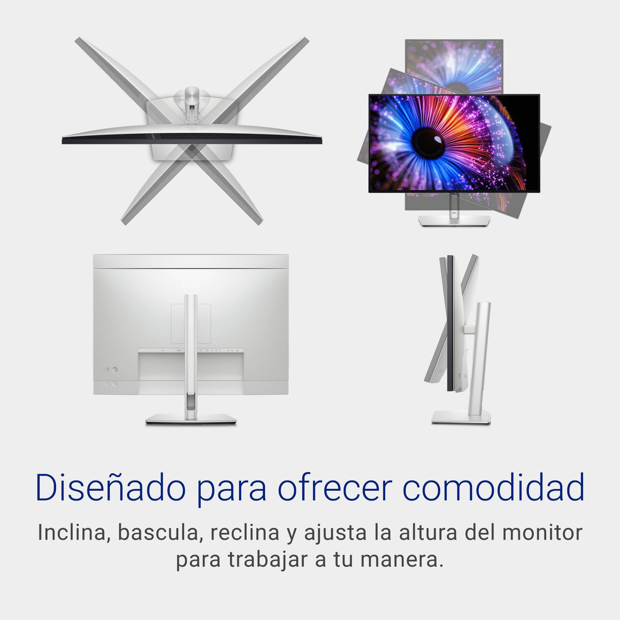 Dell U2724DE UltraSharp Thunderbolt 27" QHD (2560x1440) Monitor, 120Hz, IPS Black, 5ms, 98% DCI-P3, 2x Thunderbolt, 2x USB-C, 2x DisplayPort, HDMI, 4x USB, RJ45, 3 Años de Garantía, Plata