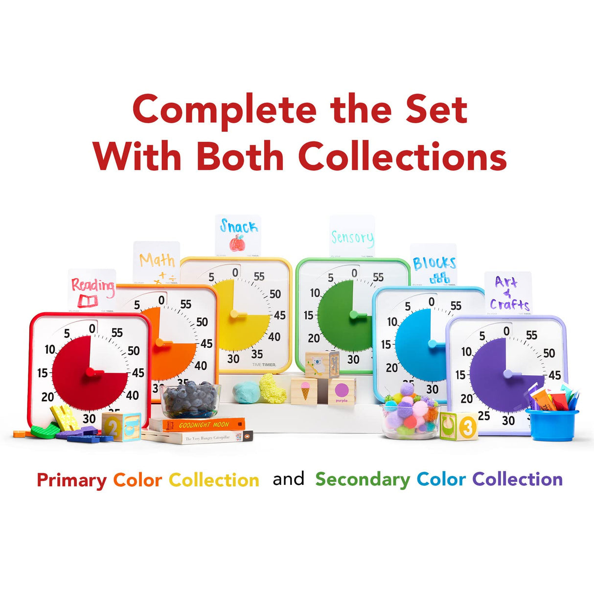 Time Timer Mediano Pack de Classe - Temporizador Visual de 60 Minutos con Tarjetas de Actividad de Borrado en Seco para Aulas, Centros de Aprendizaje y Profesores - Reloj de Escritorio (Pack de 3)